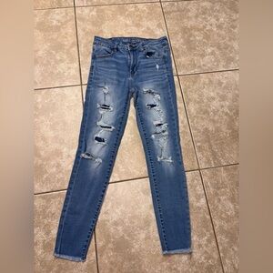 American Eagle Outfitters Women’s Ripped Skinny Jeans - Blue